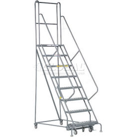 8 Step 24"W 20"D Top Step Steel Rolling Ladder - Grip Tread