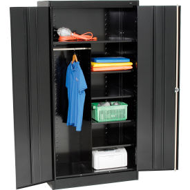 Combination Metal Storage Cabinet, 36"W x 18"D x 72"H, Black, Unassembled