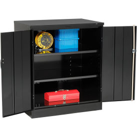 Counter Height Industrial Storage Cabinet, 36"W x 24"D x 42"H, Unassembled, Black