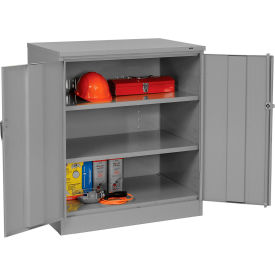 Counter Height Industrial Storage Cabinet, 36"W x 24"D x 42"H, Unassembled, Med. Gray
