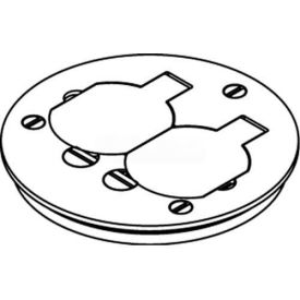 Floor Box Cover Plate, Brass, W/Duplex Flip Lids, For Tile