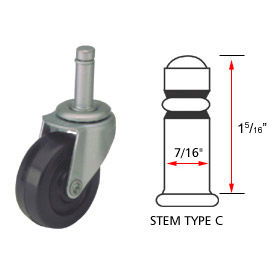 Standard Series Chair Caster with Hard Rubber Wheel - Stem Type C
