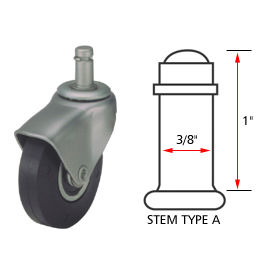 Hooded Type Chair Caster with Soft Rubber Wheel - Stem Type A