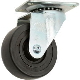 Medium Duty Swivel Plate Caster 3-1/2" Hard Rubber Wheel 275 Lb. Capacity