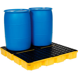 4 Drum Spill Containment Modular Platform - 2 Piece - Yellow with No Drain