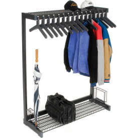 48"W Floor Rack With 16 Hangers - Black