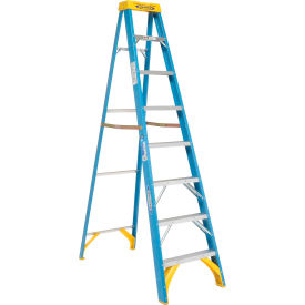8' Fiberglass Step Ladder with Plastic Tool Tray 250 lb. Capacity