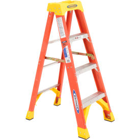 4' Fiberglass Step Ladder with Plastic Tool Tray 300 lb. Capacity - 6204