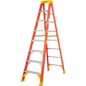 8' Fiberglass Step Ladder w/ Plastic Tool Tray 300 lb. Cap - 6208