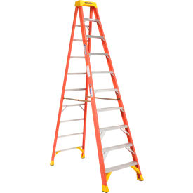 10' Fiberglass Step Ladder w/ Plastic Tool Tray 300 lb. Cap