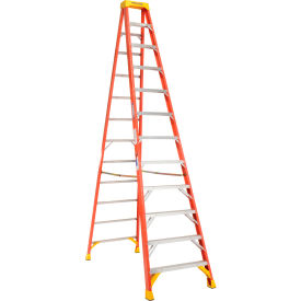 12' Fiberglass Step Ladder w/ Plastic Tool Tray 300 lb. Cap