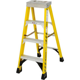 4' Fiberglass Step Ladder w/ Aluminum Tool Tray 375 lb. Cap - 7304