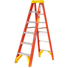 6' Fiberglass Step Ladder w/ Plastic Tool Tray 300 lb. Cap