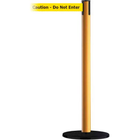 Retractable Belt Barrier, 7-1/2' Yellow "Caution" Belt, 37" Yellow Post