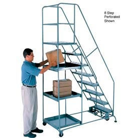 9 Step Steel Stock Picking Ladder - Perforated Tread