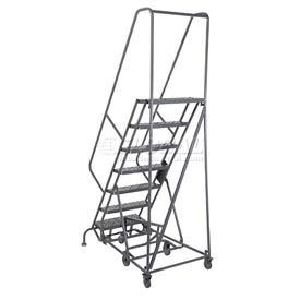 7 Step Steel Easy Turn Rolling Ladder - Safety Angle