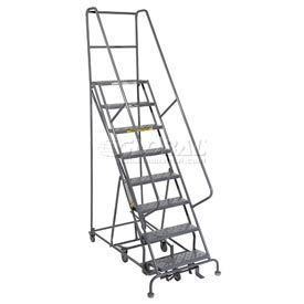 8 Step Steel Easy Turn Rolling Ladder - Safety Angle