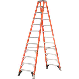 12' Dual Access Fiberglass Step Ladder 375 lb. Cap