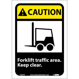 Caution Forklift Traffic Area - Vinyl 7"W X 10"H