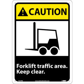 Caution Forklift Traffic Area Sign - Plastic 10"W X 14"H
