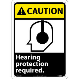 Caution Hearing Protection Sign - Plastic 10"W x 14"H