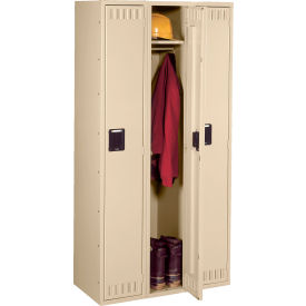 1-Tier 3 Door Locker, Recessed Handle, 36"W x 15"D x 72"H, Sand, Assembled