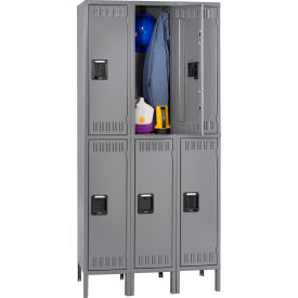 2-Tier 6 Door Locker with Legs & Recessed Handle, 36"W x 15"D x 78"H, Gray, Assembled