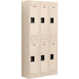 2-Tier 6 Door Locker, Recessed Handle, 36"W x 15"D x 72"H, Sand, Assembled