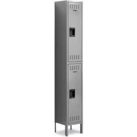 2-Tier 2 Door Locker w/ Legs & Recessed Handle, 12"W x 18"D x 78"H, Gray, Assembled