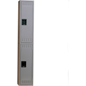 2-Tier 2 Door Locker, Recessed Handle, 12"W x 18"D x 72"H, Gray, Assembled