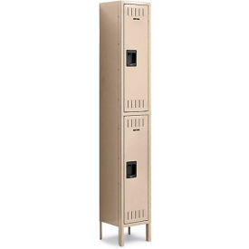 2-Tier 2 Door Locker with Legs & Recessed Handle, 12"W x 18"D x 78"H, Sand, Assembled