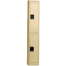 2-Tier 2 Door Locker, Recessed Handle, 12"W x 18"D x 72"H, Sand, Assembled