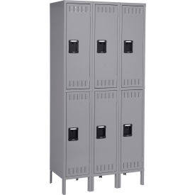 2-Tier 6 Door Locker with Legs & Recessed Handle, 36"W x 18"D x 78"H, Gray, Assembled