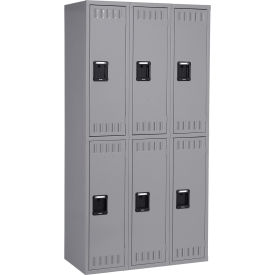 2-Tier 6 Door Locker, Recessed Handle, 36"W x 18"D x 72"H, Gray, Assembled