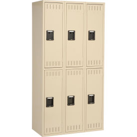 2-Tier 6 Door Locker, Recessed Handle, 36"W x 18"D x 72"H, Sand, Assembled