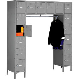 16 Person Locker w/ Legs, 72"W x 18"D x 78"H, Medium Gray, Assembled