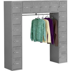 16 Person Locker, 72"W x 18"D x 72"H, Medium Gray, Assembled