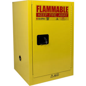 Flammable Cabinet, Manual Close Single Door, 12 Gallon, 23"Wx18"Dx35"H