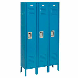 Infinity 1-Tier 3 Door Locker, 36"W x 18"D x 66"H, Blue, Assembled