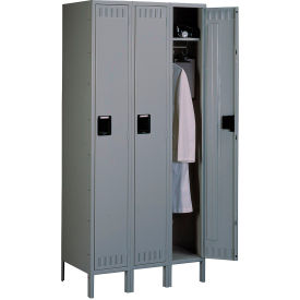 1-Tier 3 Door Locker w/ Legs & Recessed Handle, 36"W x 18"D x 78"H, Gray, Assembled