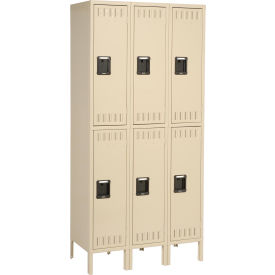 2-Tier 6 Door Locker w/ Legs & Recessed Handle, 36"W x 18"D x 78"H, Sand, Assembled