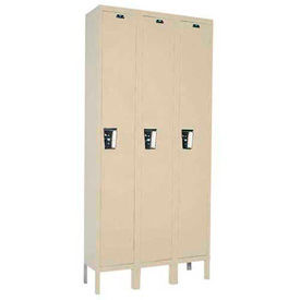 1-Tier 3 Door Maintenance-Free Quiet Locker, 36"W x 12"D x 78"H, Tan, Assembled