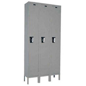 1-Tier 3 Door Maintenance-Free Quiet Locker, 36"W x 15"D x 78"H, Gray, Assembled