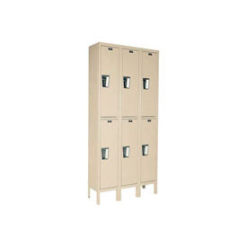 2-Tier 6 Door Maintenance-Free Quiet Locker, 36"W x 15"D x 78"H, Tan, Assembled