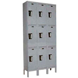 3-Tier 9 Door Maintenance-Free Quiet Locker, 36"W x 12"D x 78"H, Gray, Assembled