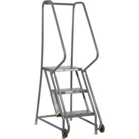 3 Step Steel 16"W Step Tilt And Roll Ladder - Perforated Tread