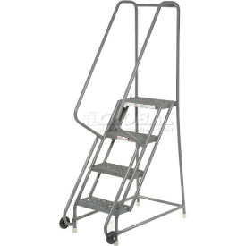 4 Step Steel 16"W Step Tilt And Roll Ladder - Grip Strut Tread