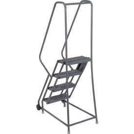 4 Step Steel 16"W Step Tilt And Roll Ladder - Perforated Tread