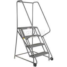 4 Step Steel 24"W Step Tilt And Roll Ladder - Grip Strut Tread