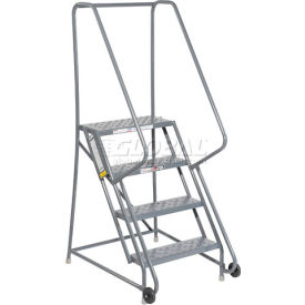 4 Step Steel Tilt And Roll Ladder - Perforated Tread - KDTF104246